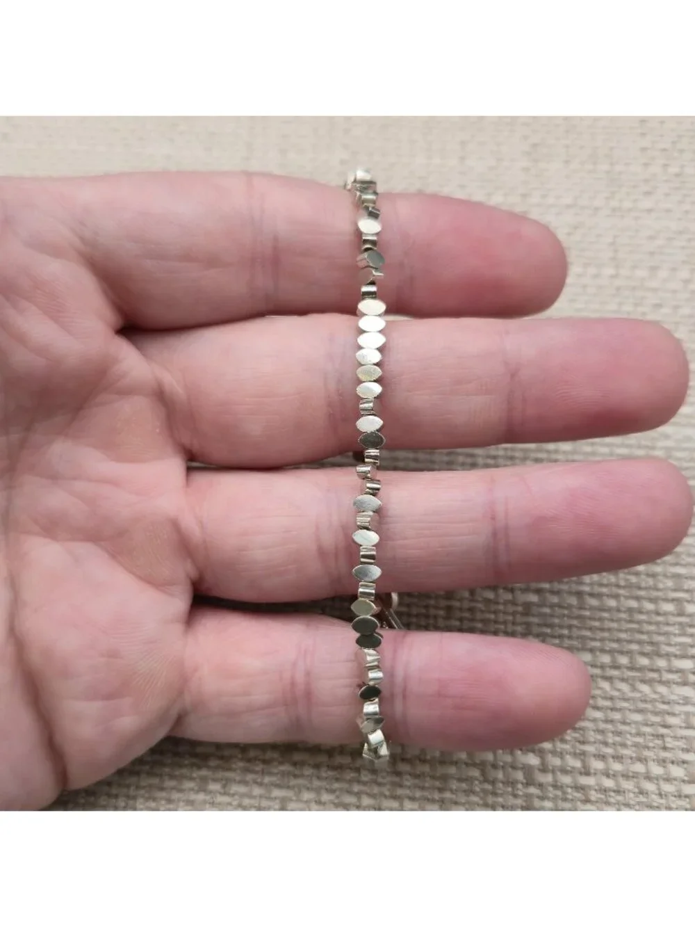 7 Inch Sterling Silver Multi Disc Bead Toggle Unique Bracelet A8158